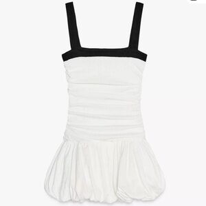 Zara Black and White Textured Balloon Dress